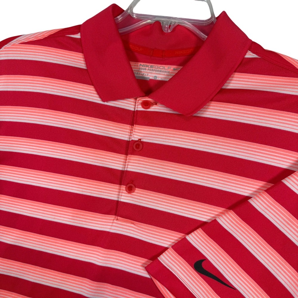 Nike‎ Golf Tour Performance Dri-FIT Polo Shirt Mens XL Striped Red